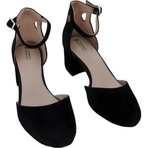 Giani Bernini Izzee Suede Block Heel Dress Pumps Ankle Strap Black US 6.5M